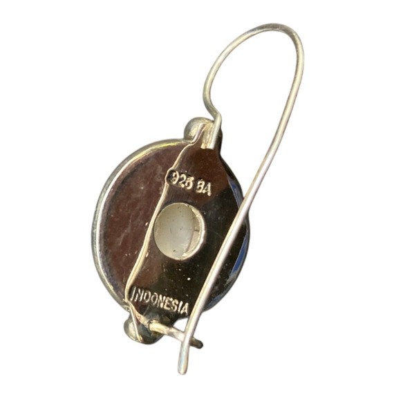 Mother Of Pearl Scroll Hook Drop Earrings Oval Gemstone 925 Sterling Silver BA - Picture 6 of 10